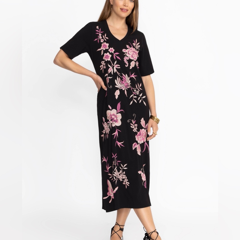 Johnny Was Trapunto V-Neck Knit Dress